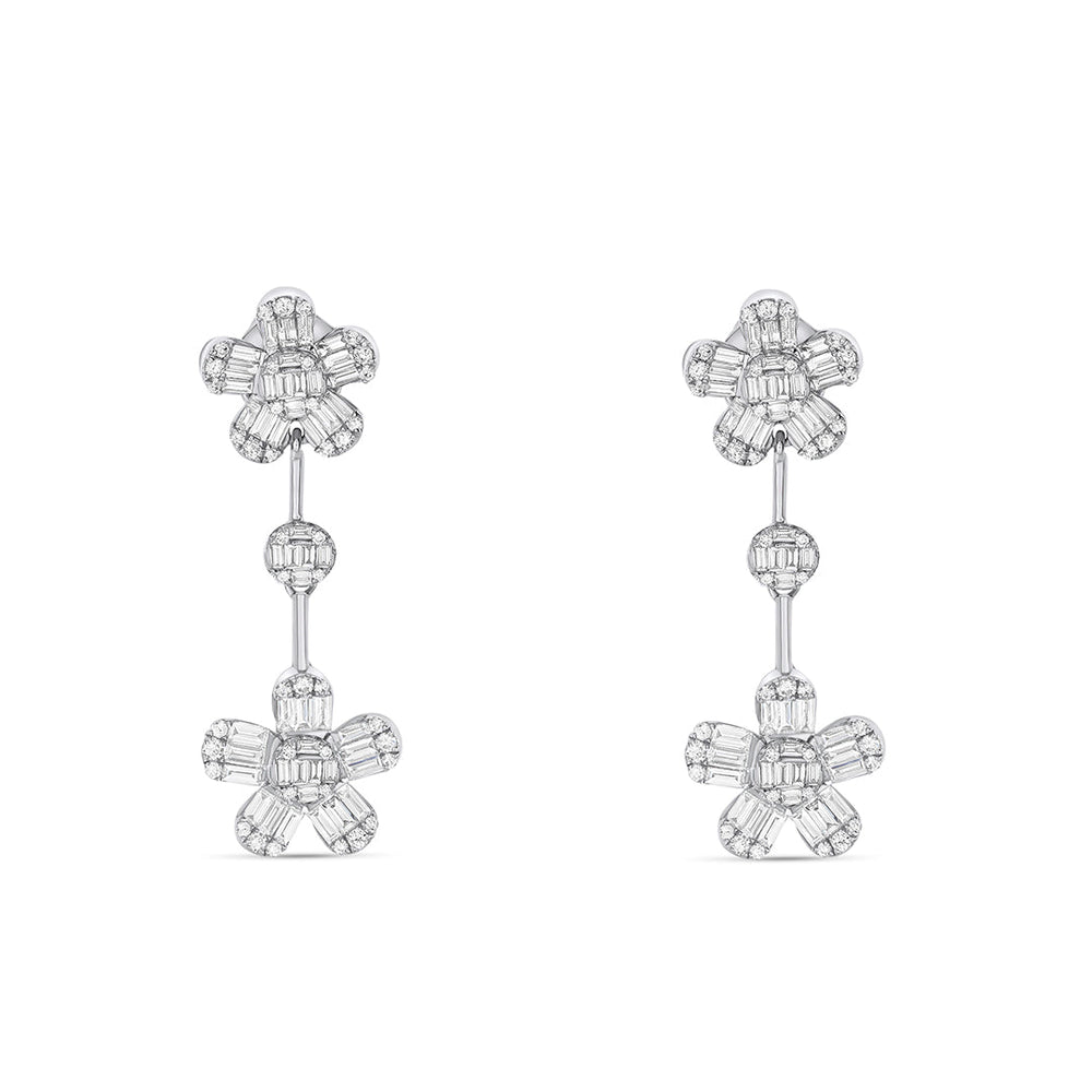 Floral Diamond Drop Earrings