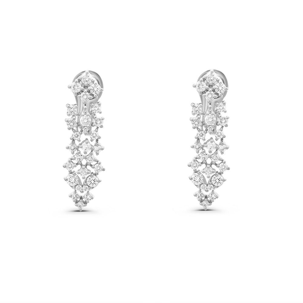 Bloom White Cluster Dangle Earrings
