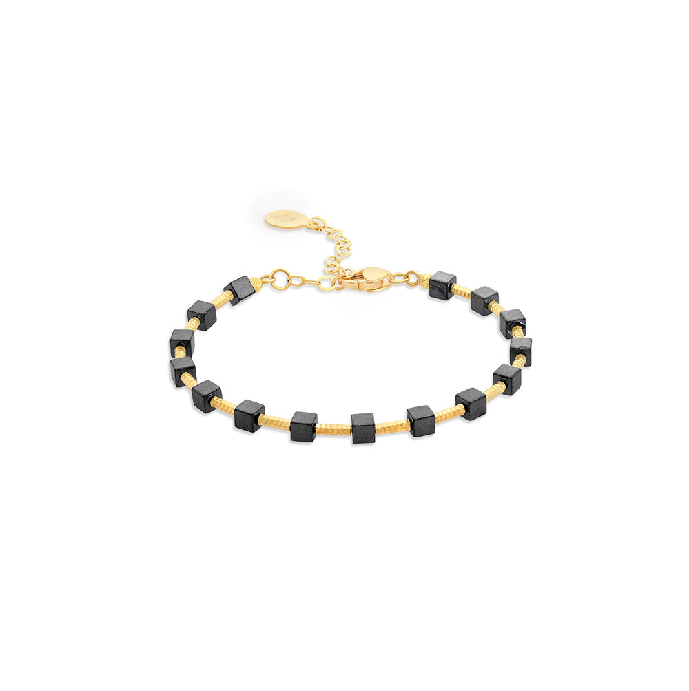 Black Beaded Gold Bracelet