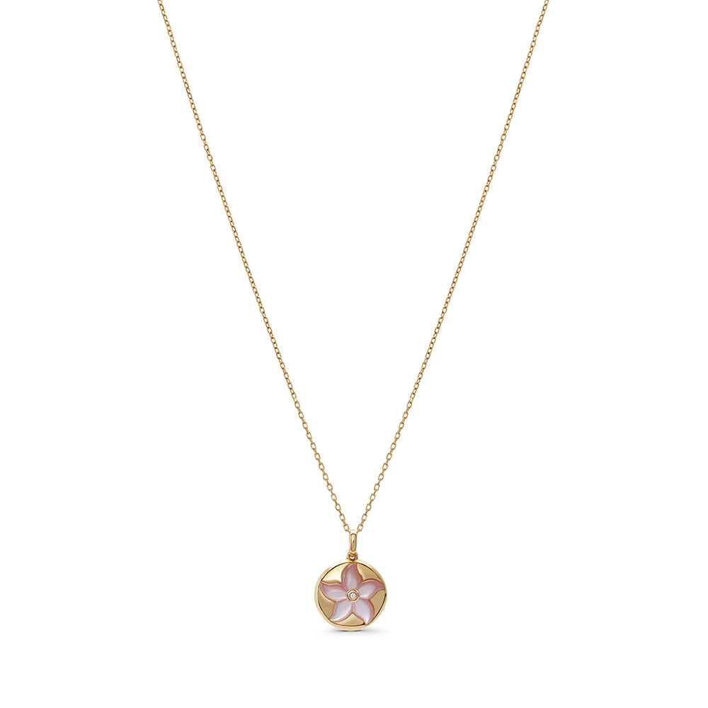 Rose Gold Necklace with Rounded Flower Pendant