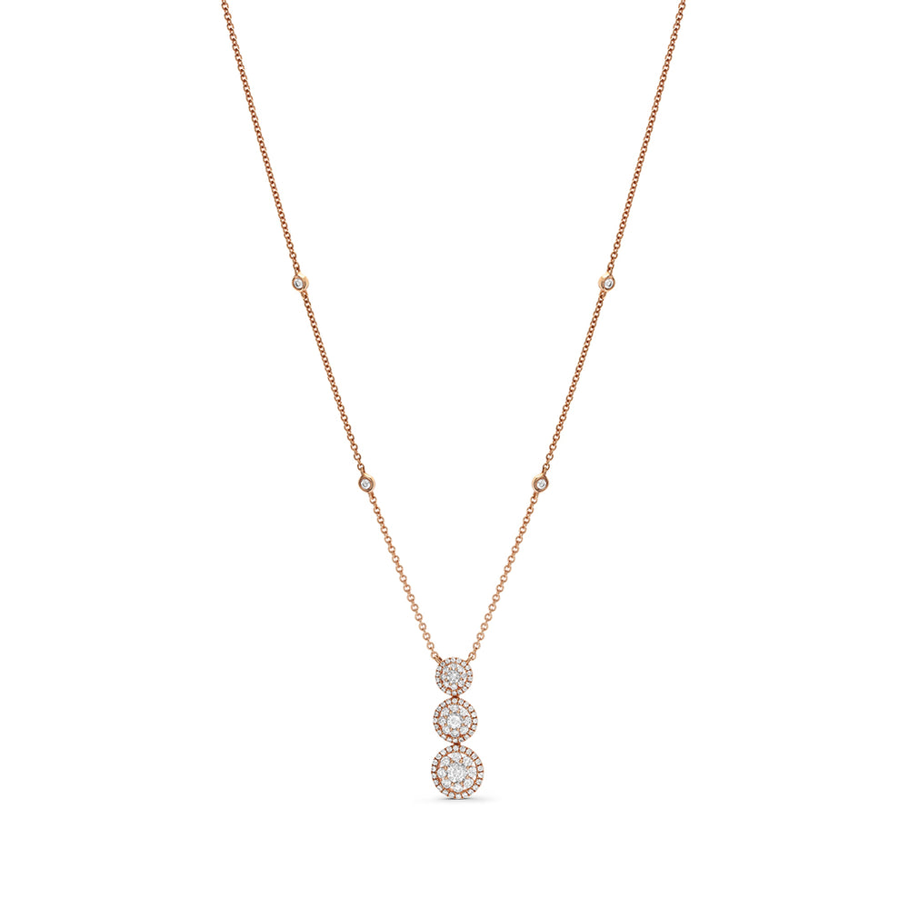 Triple Cluster Diamond Pendant Necklace