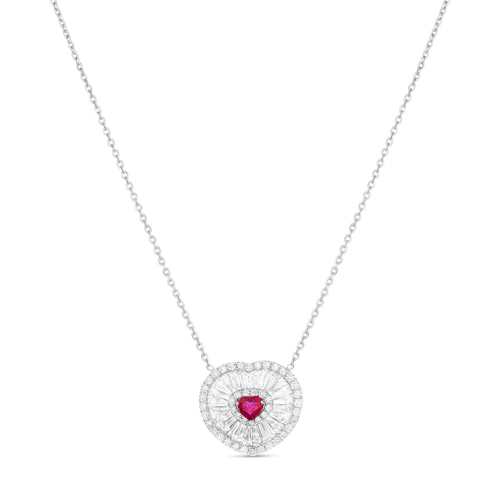 Diamond Necklace with Ruby Center stone