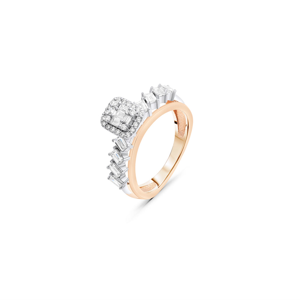 Two-Toned White Diamond Statement Ring