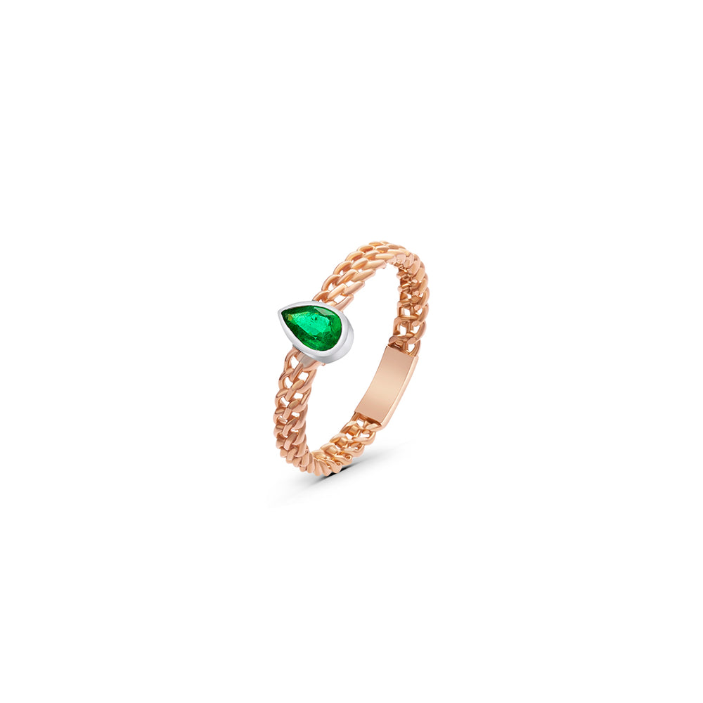 Braided Band in Rose Gold & Emerald