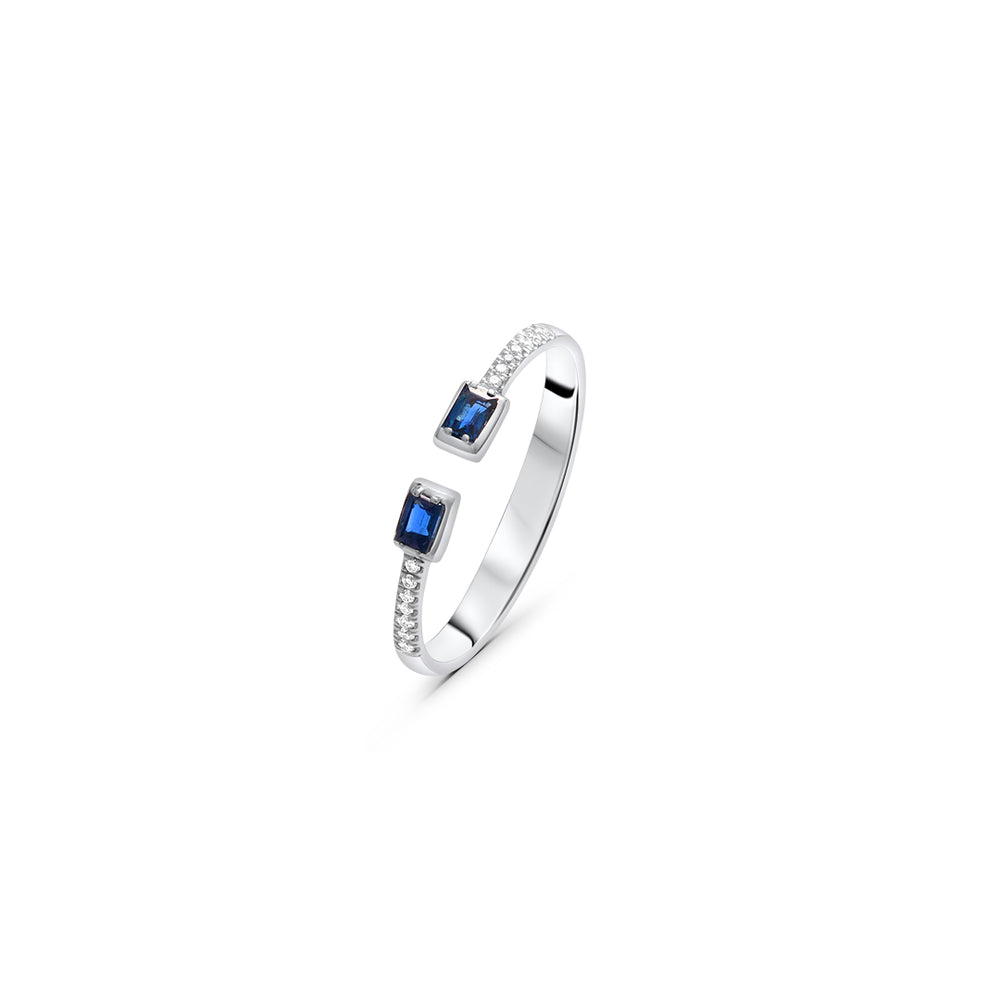 Stacking Ring in White Gold & Sapphire