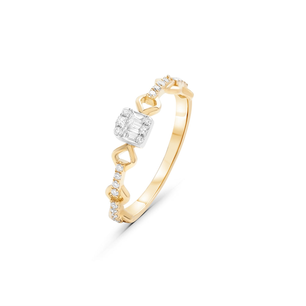 Square Diamond Frame Ring in Yellow Gold