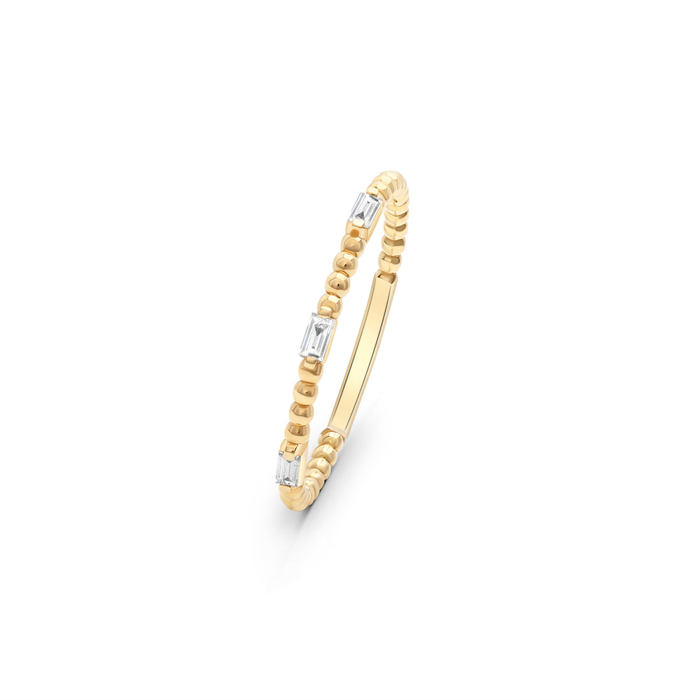 Round Gold Ring with Diamond Baguettes