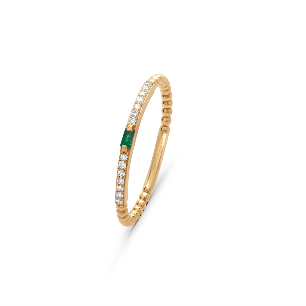 Baguette Emerald Ring with Diamonds