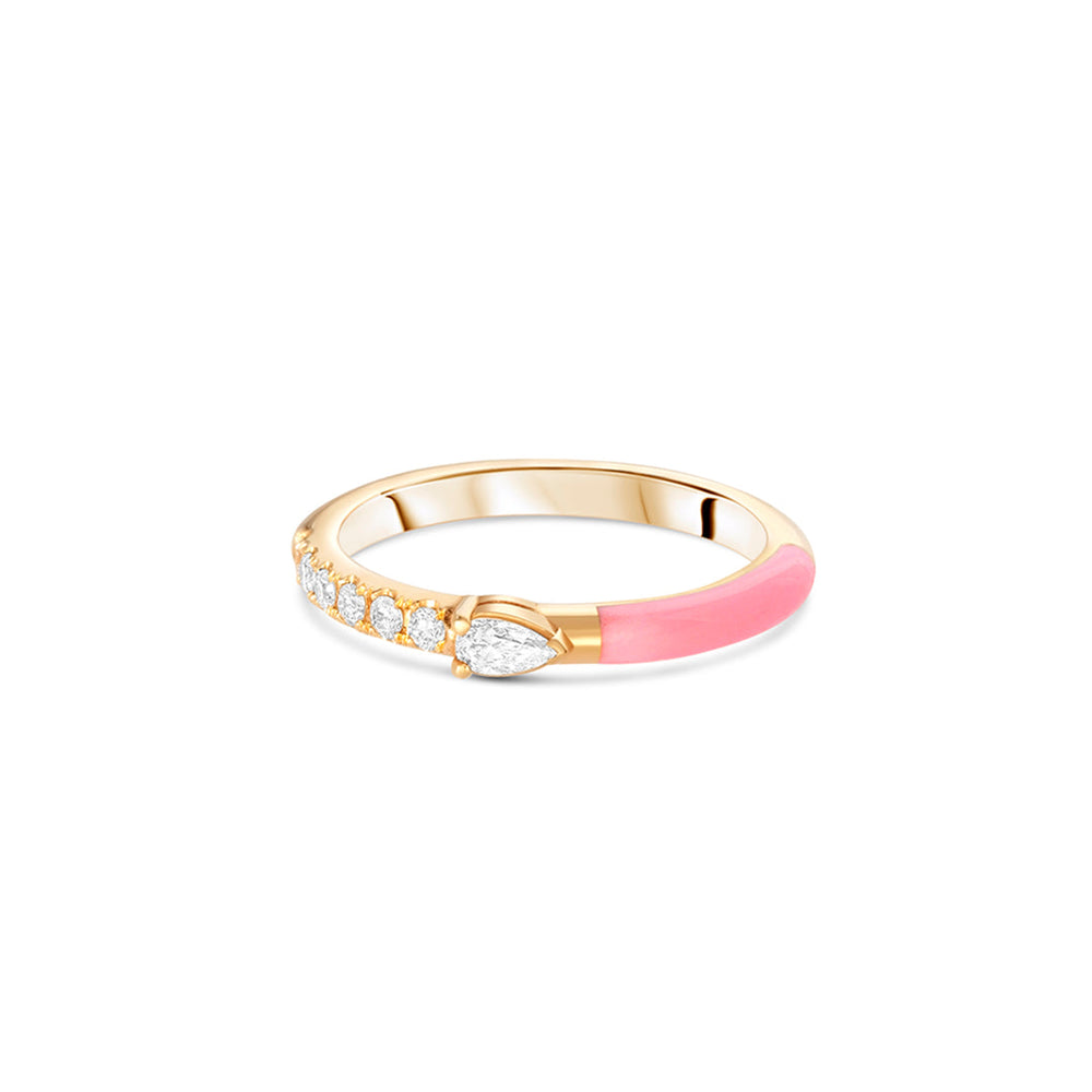 Pink Enamel Diamond Ring