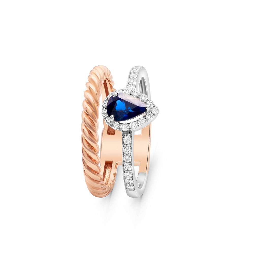 Double Band with Diamonds and Sapphire
