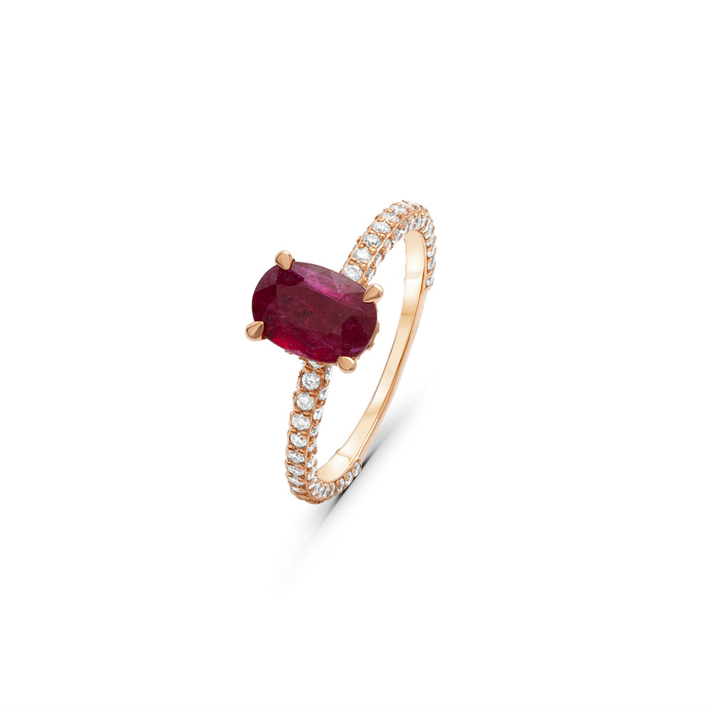 Pave Band with Oval Cut Ruby