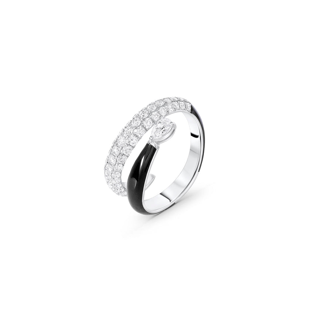 Black Enamel Diamond Ring