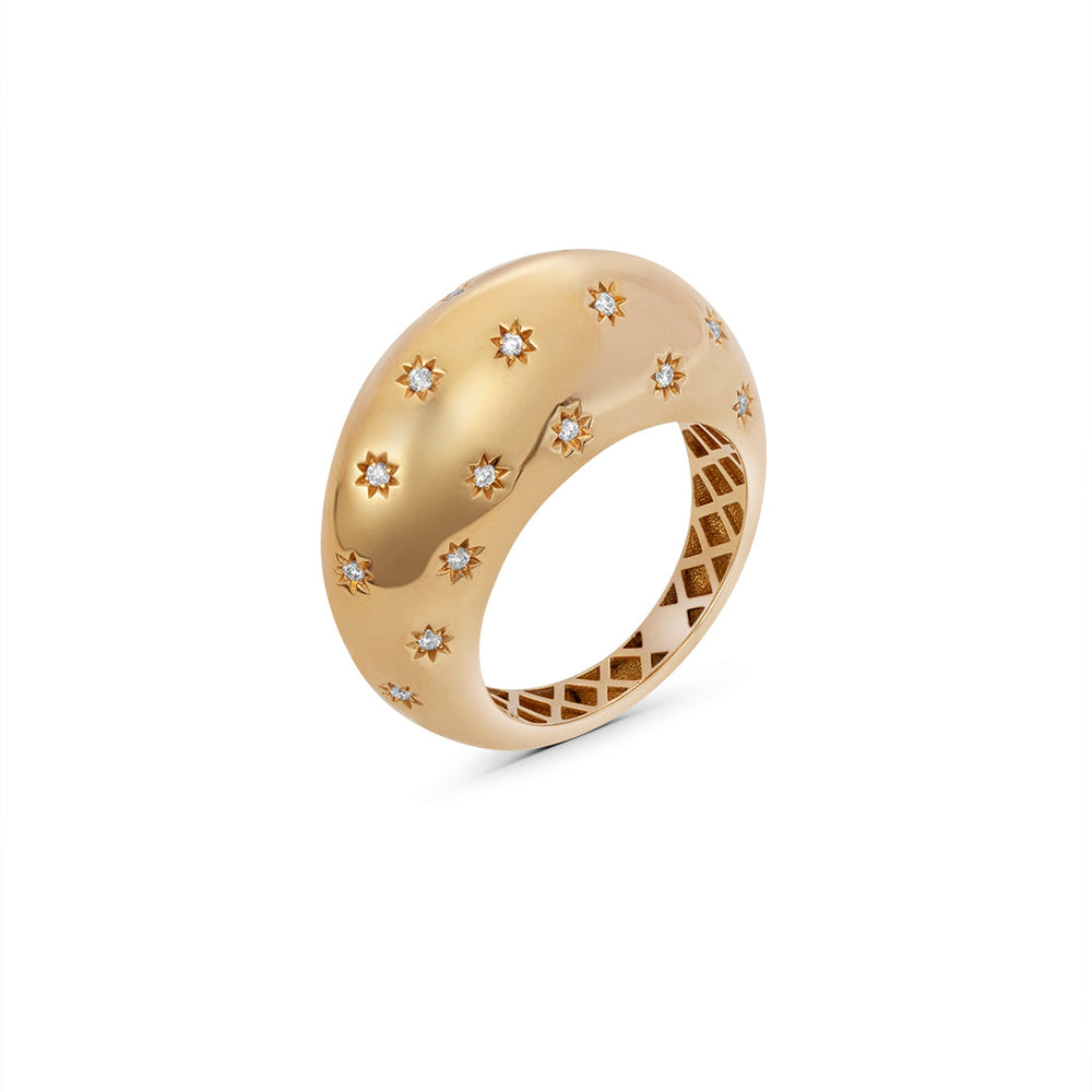 Bubble Gold Ring with Diamonds