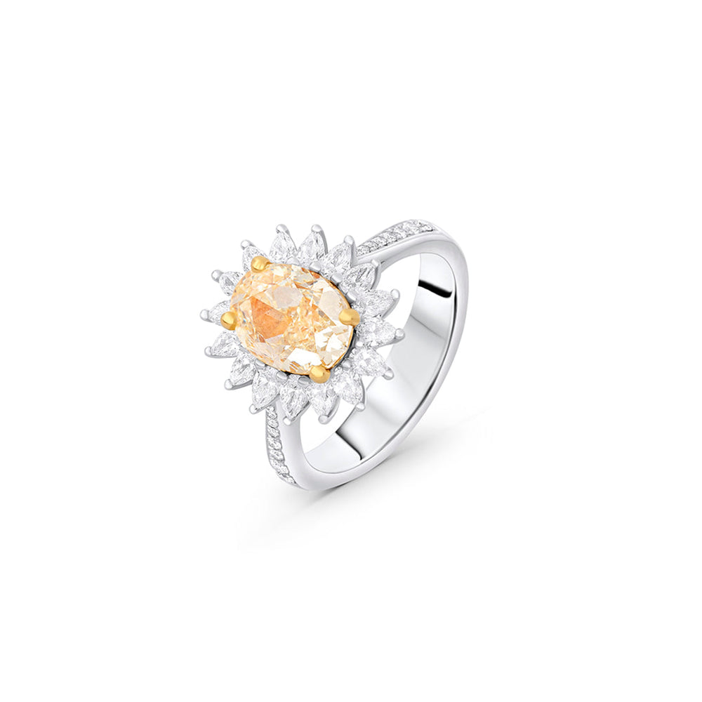 Diamond Ring with Yellow Center Stone