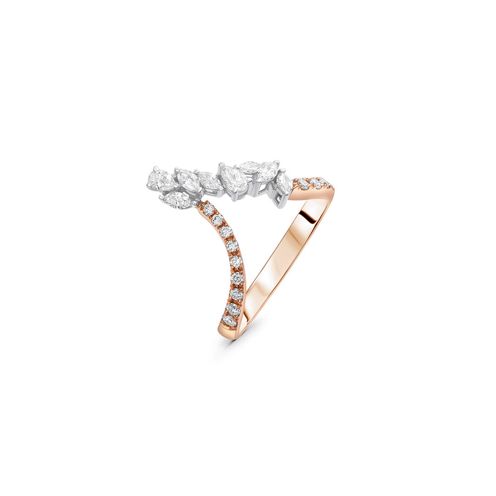 Curved Diamond Ring in Rose Gold