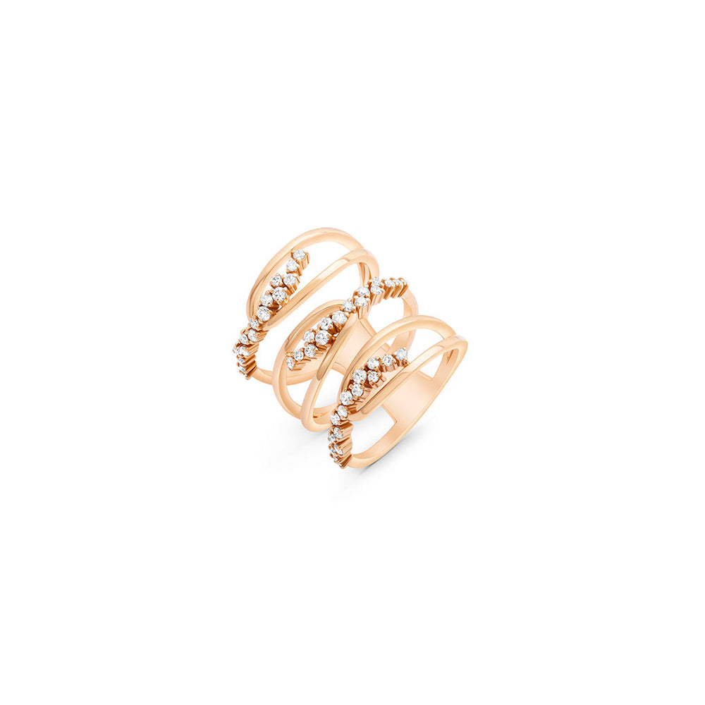 Wave Diamond Ring in 18k Rose Gold