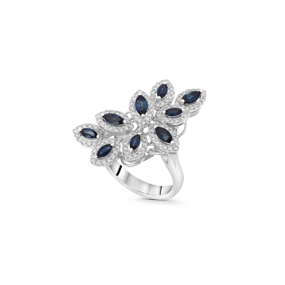 Petal shaped Sapphire Diamond Ring