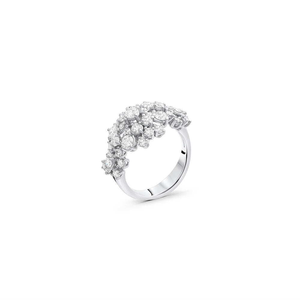 White Diamond Cluster Statement Ring