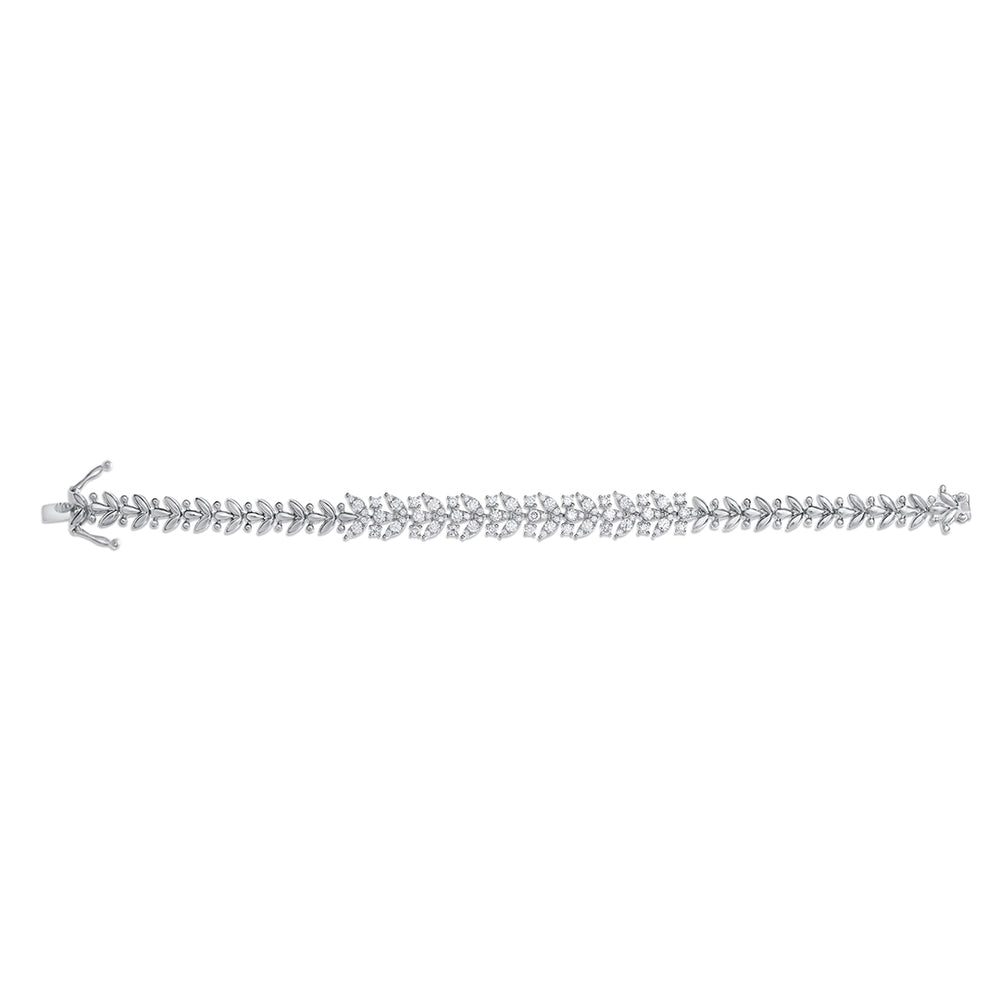 White Diamond Cluster Link Bracelet