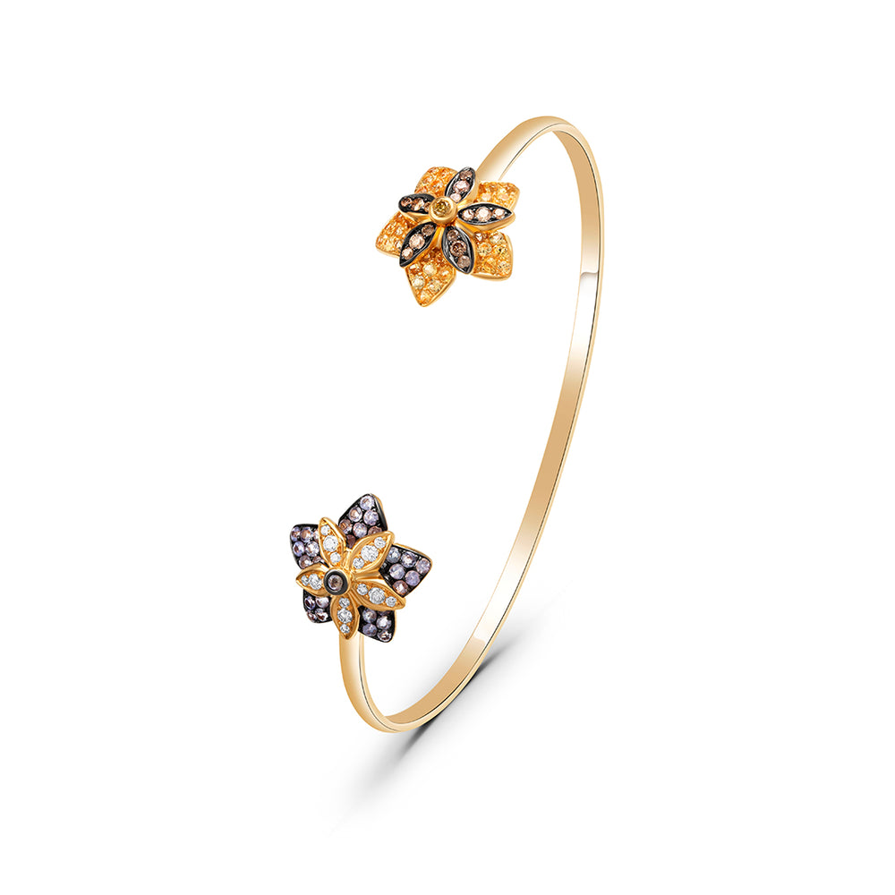 Our Iconic Floral Duo Bangle in Yellow Sapphire and Brown Diamonds