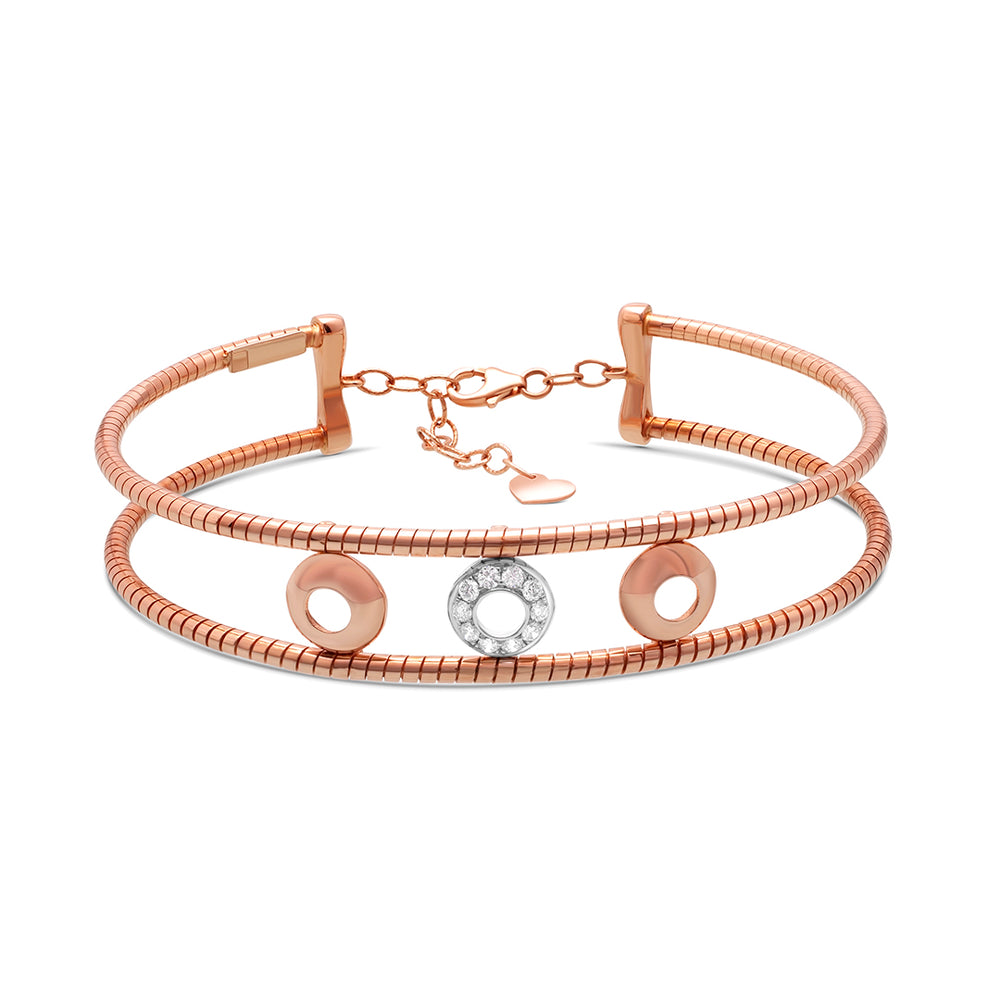 Double Flexible Bangle with Round Center