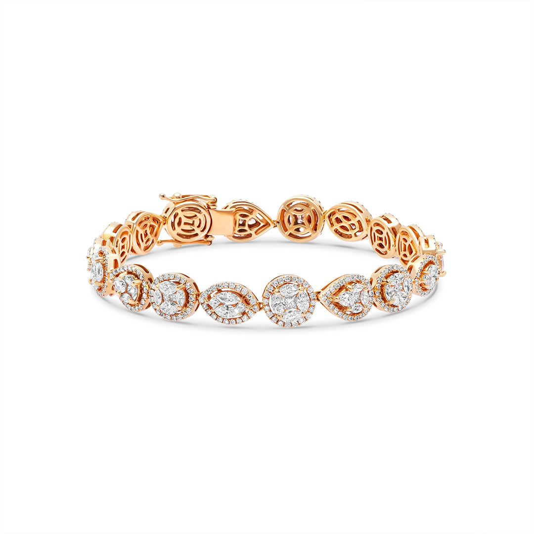 
                  
                    Round and Marquise Shaped Invisible Setting Bracelet
                  
                