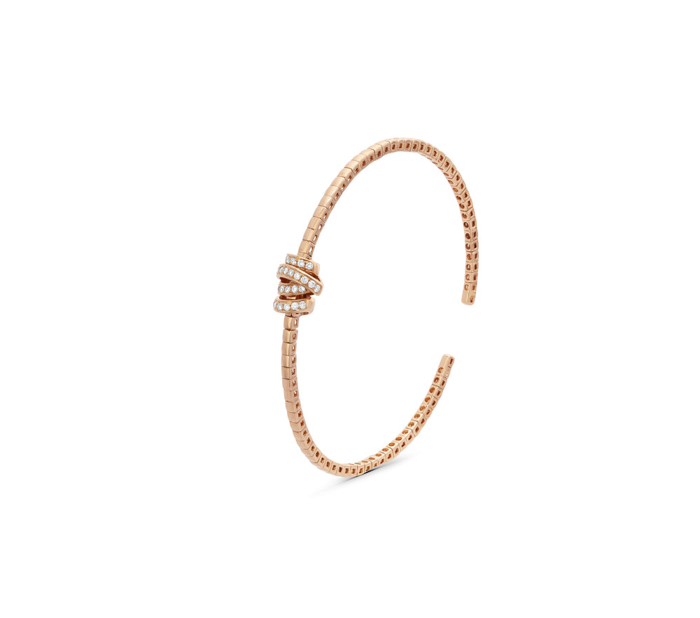 Rose Gold Open Bangle with Diamonds
