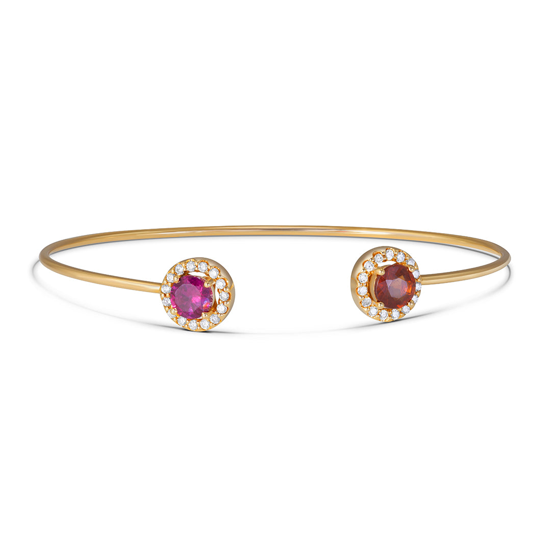 
                  
                    Our Iconic Open-Bangle in Citrine & Pink Topaz
                  
                