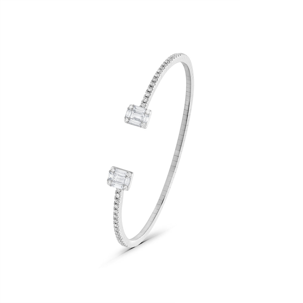 Classic Open Bangle with Invisiblie Setting Diamonds