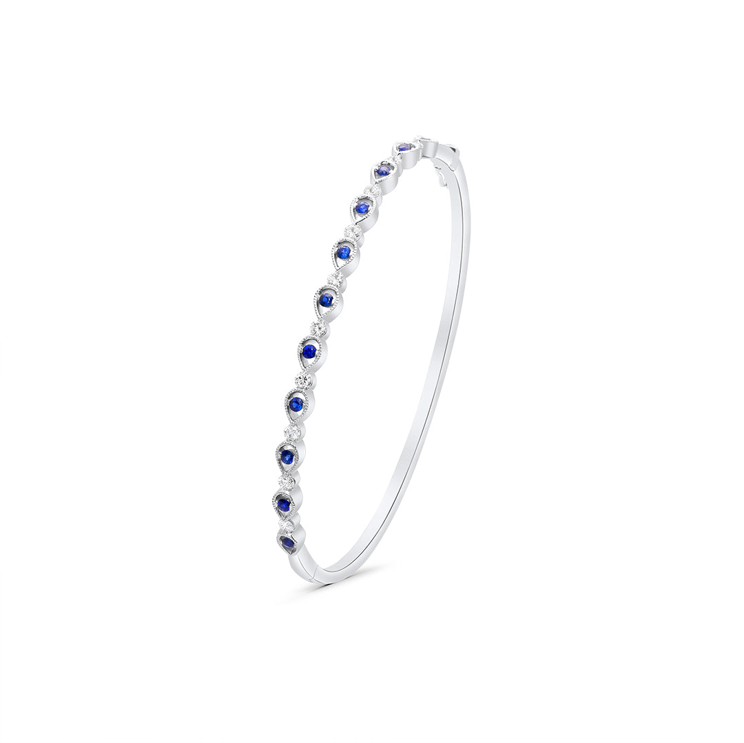 White Diamond & Sapphire Bangle