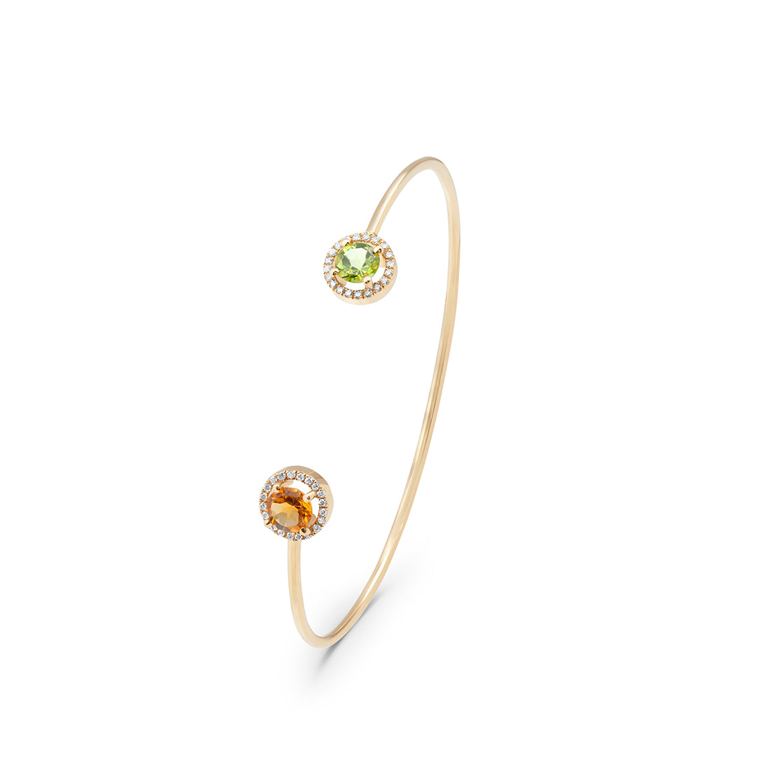 
                  
                    Our Iconic Open-Bangle in Green Topaz & Citrine
                  
                