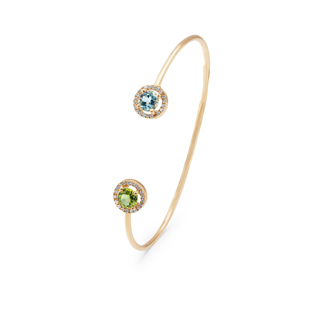 Our Iconic Open-Bangle in Blue & Green Topaz