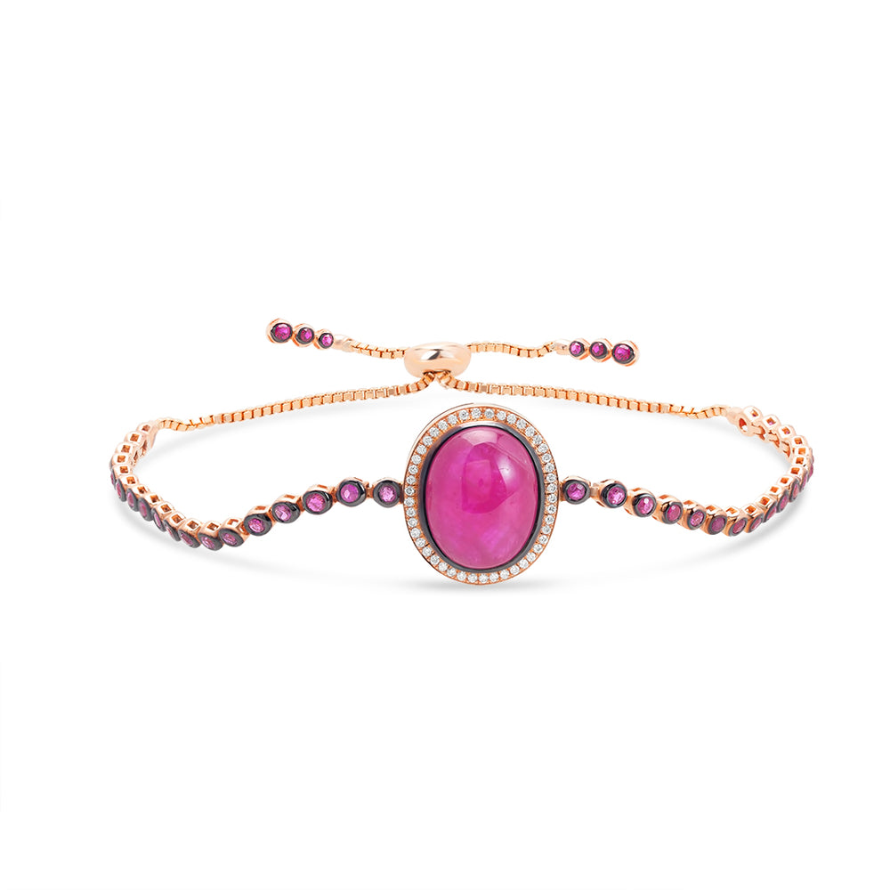 Oval-Ruby Adjustable Bracelet