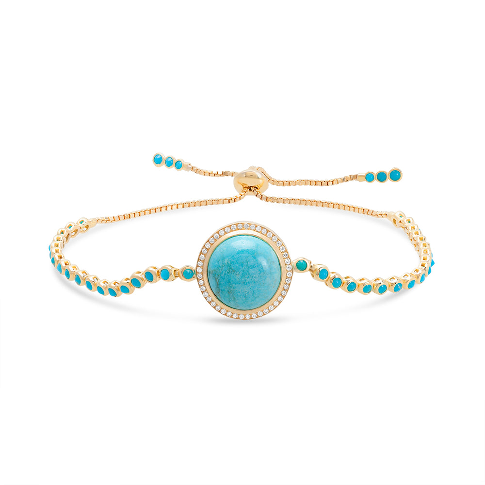 Round Turquoise Adjustable Bracelet