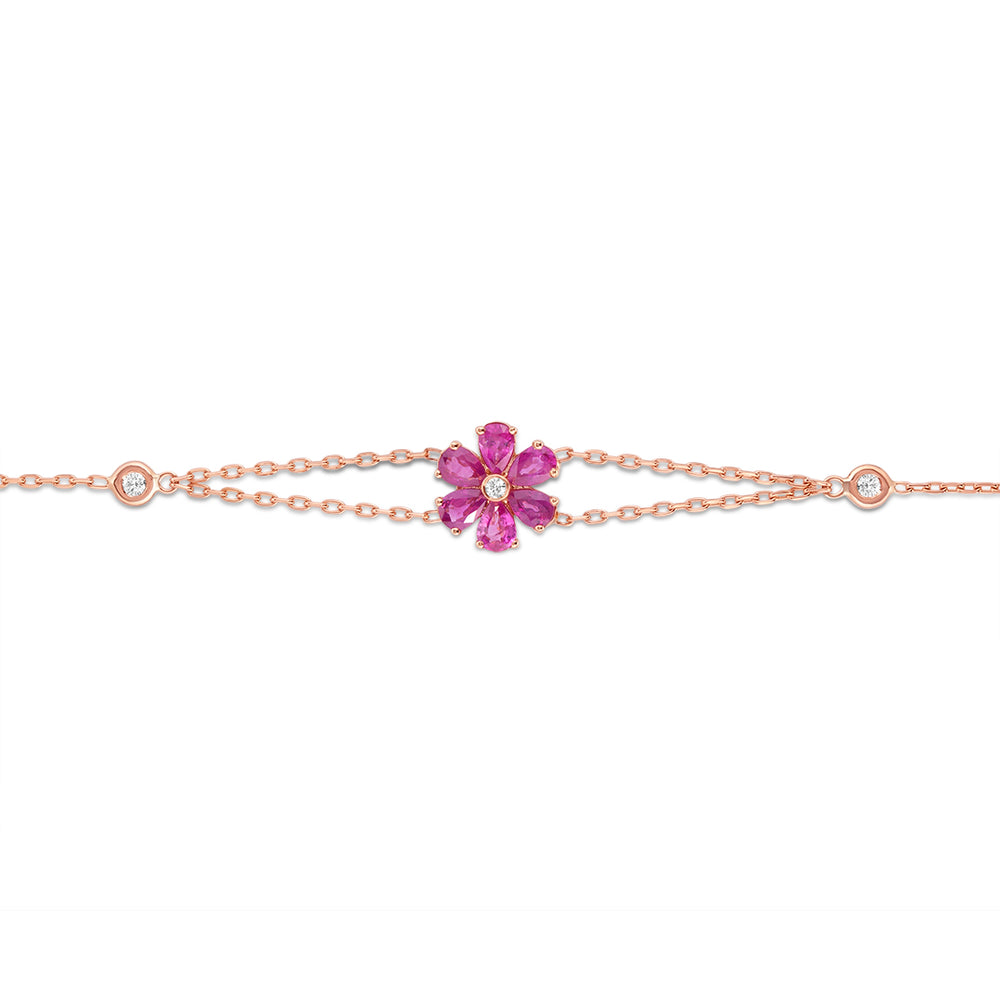 Dainty Flower Bracelet in Ruby