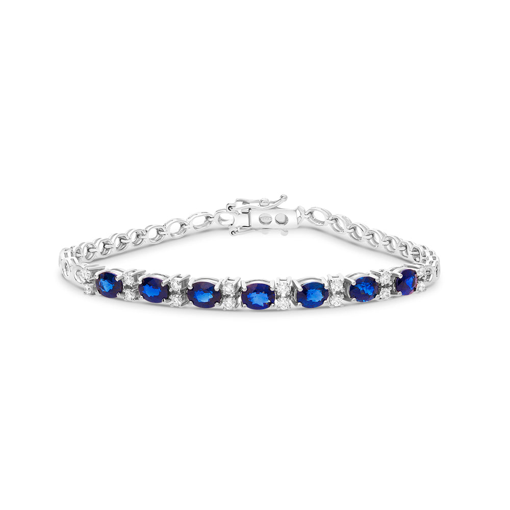 Oval Sapphire and Diamond Loose Bracelet