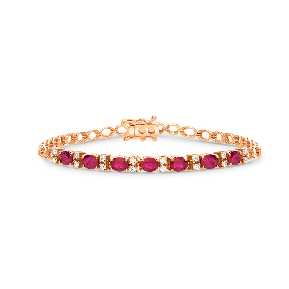 Oval Ruby and Diamond Loose Bracelet