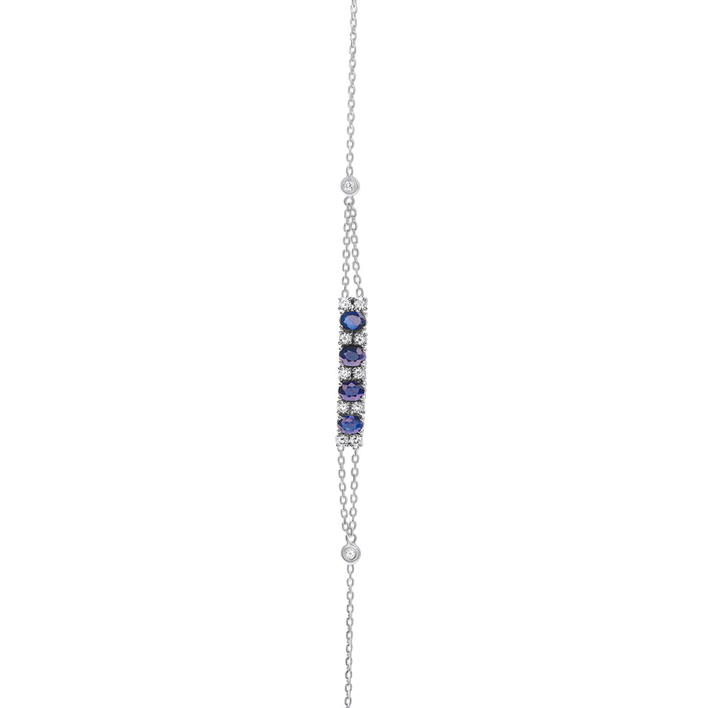 Dainty Sapphire and Diamond Chain Bracelet