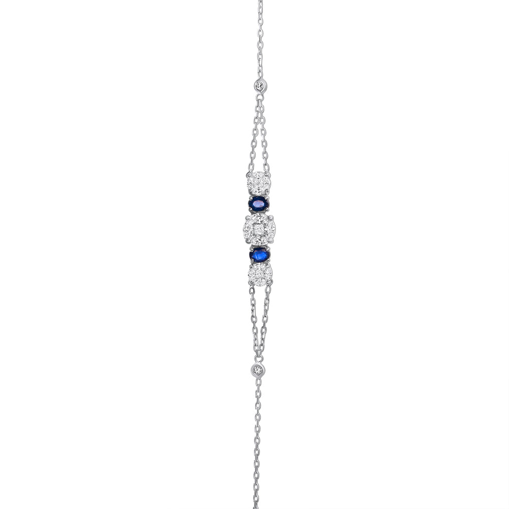 Dainty Sapphire and Diamond Chain Bracelet