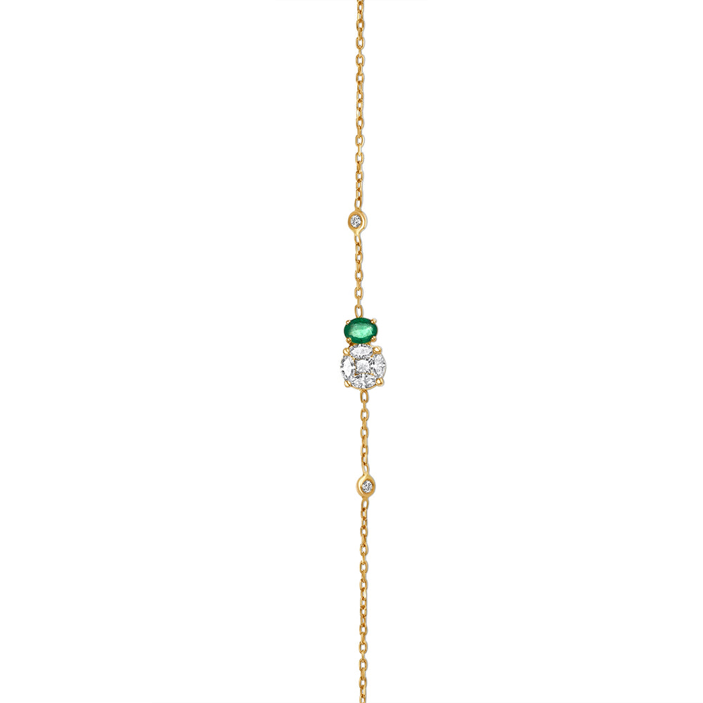 Dainty Emerald and Diamond Chain Bracelet