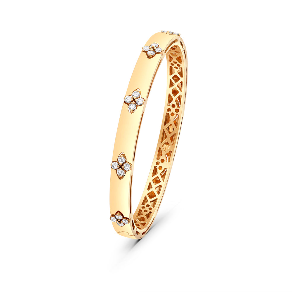 White Diamond Cluster Bracelet in Yellow Gold