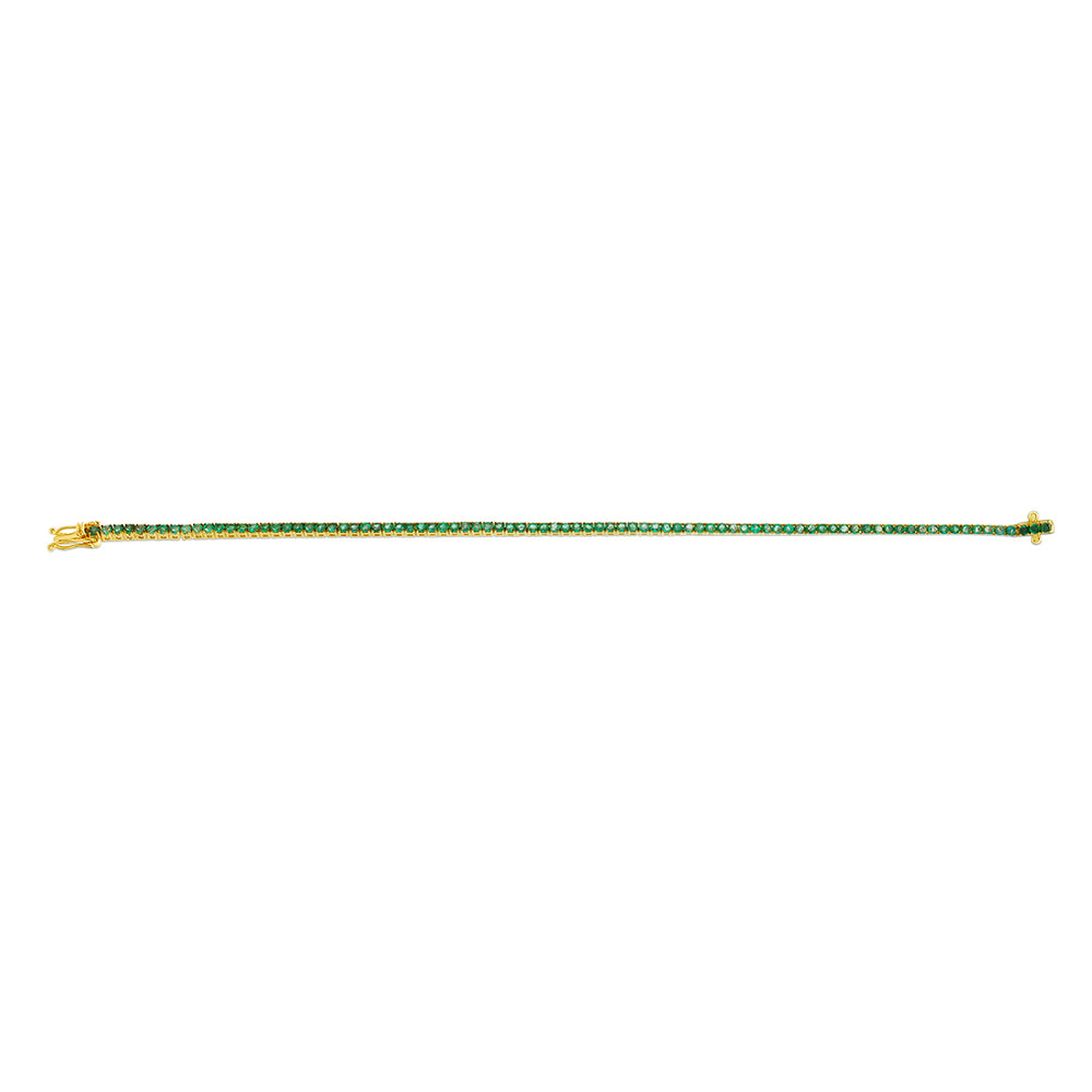 Emerald Stone Yellow Gold Tennis Bracelet