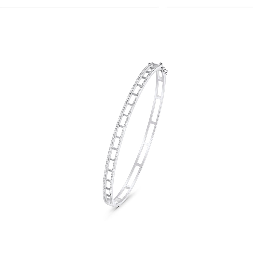 Squared Cut Out White Diamond Bangle