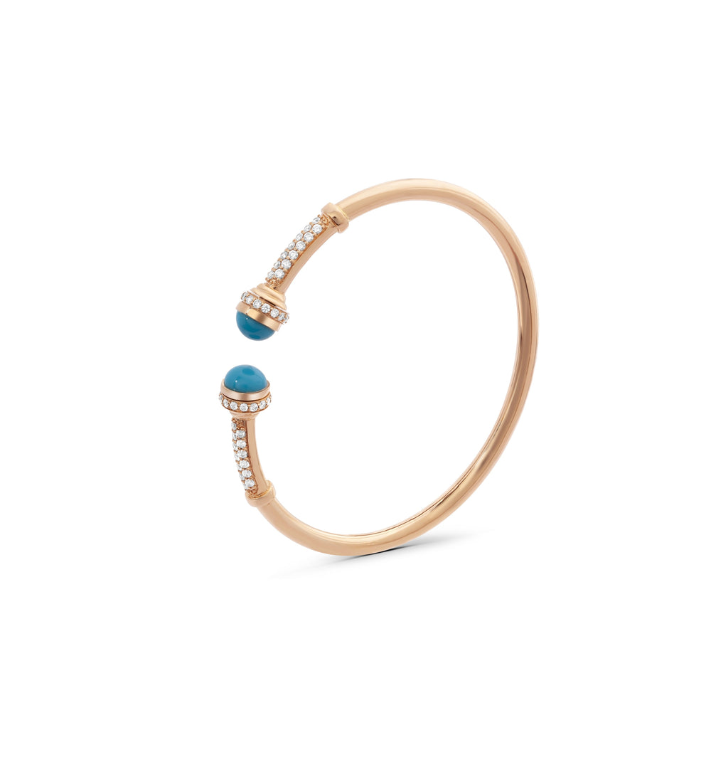 Rose Gold Bangle with Diamonds and Turquoise