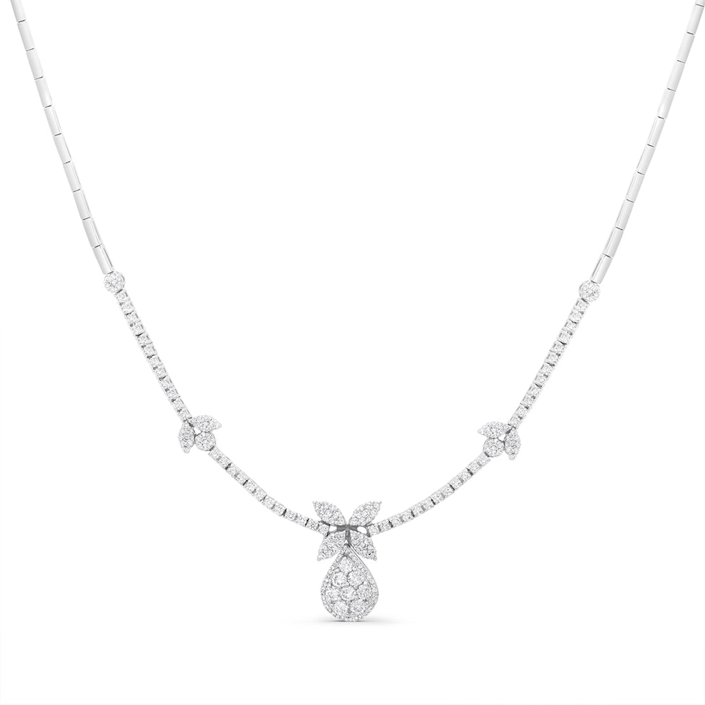 Tennis Necklace with a Pave' Diamond Drop