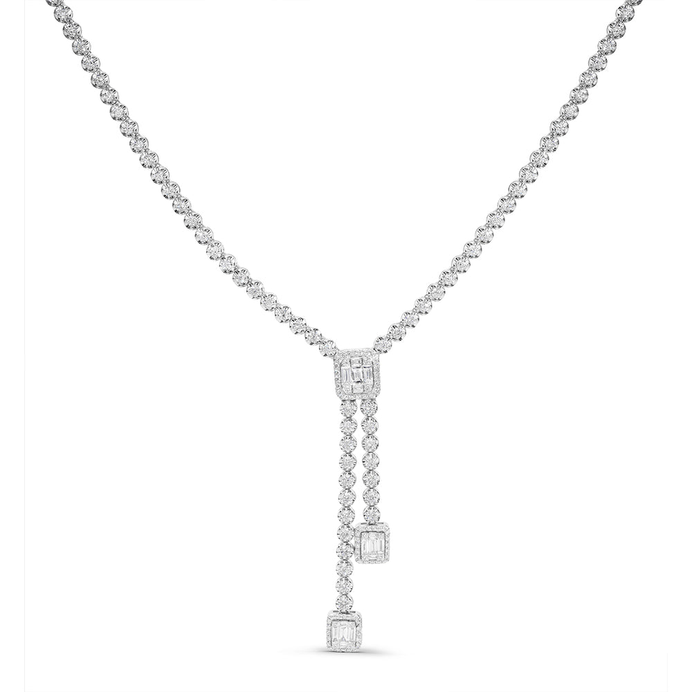 Drop Necklace with Invisible Square Setting