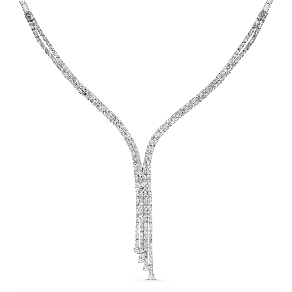 V-Shaped Tennis Necklace with Pear Shaped Diamonds