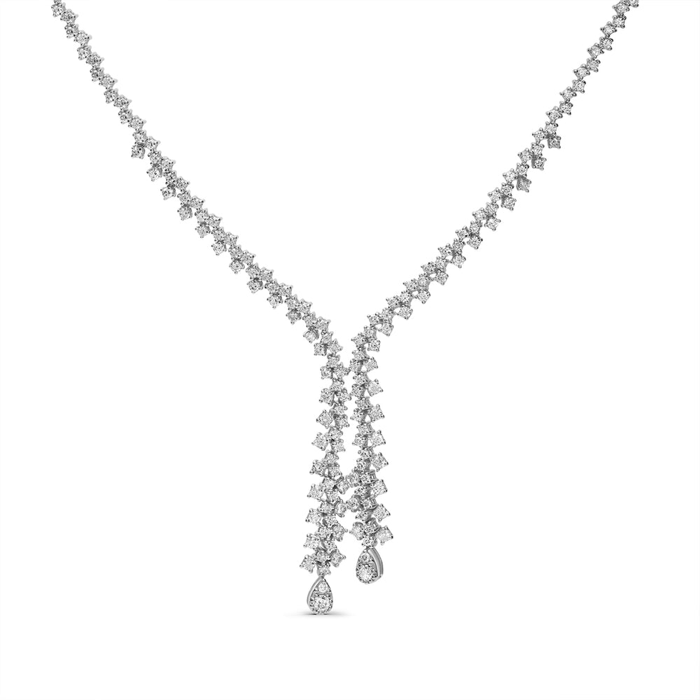 Drop Necklace with Round and Pear Shaped Diamonds