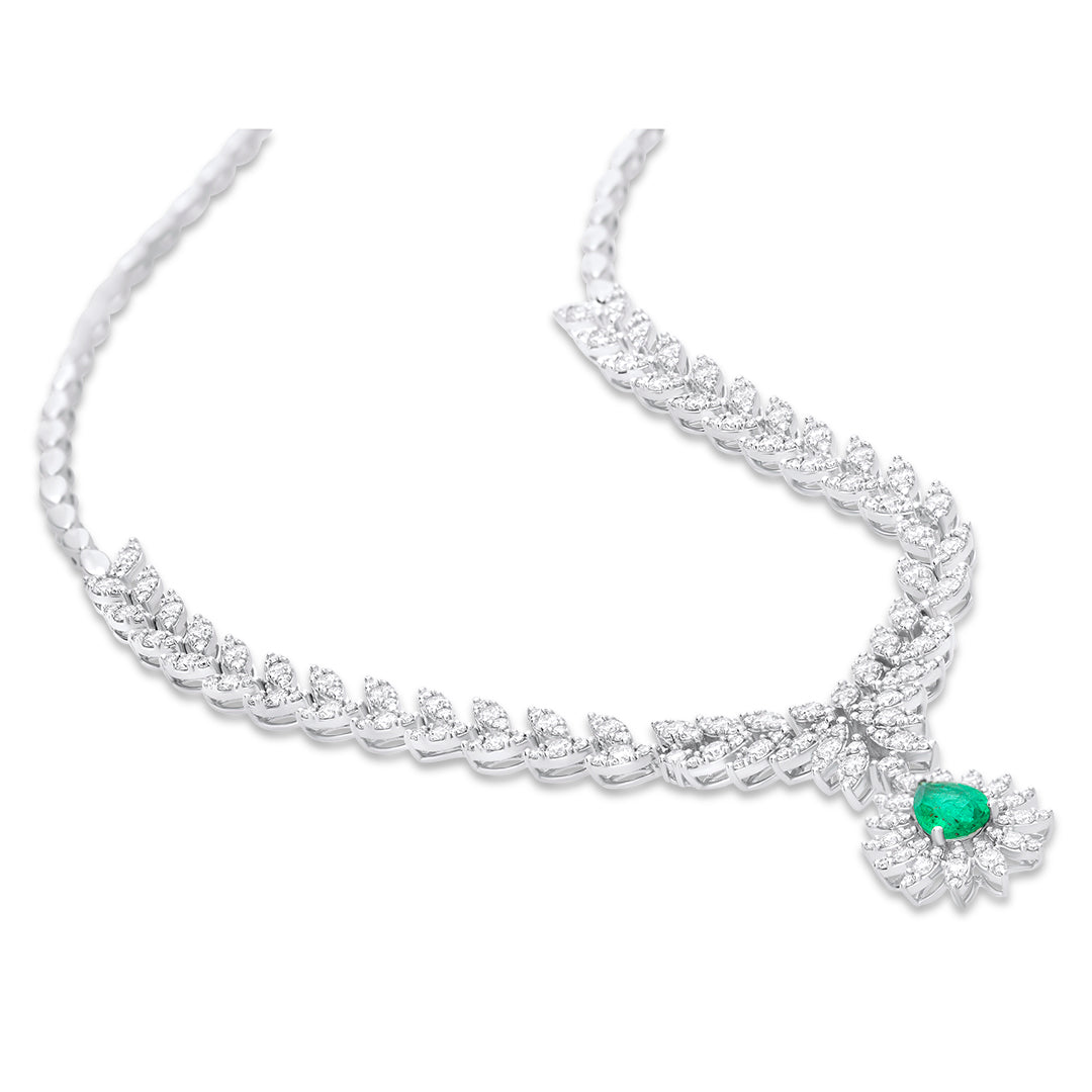
                  
                    Drop Necklace with Pear-Shaped Emerald Stones (Set Available)
                  
                