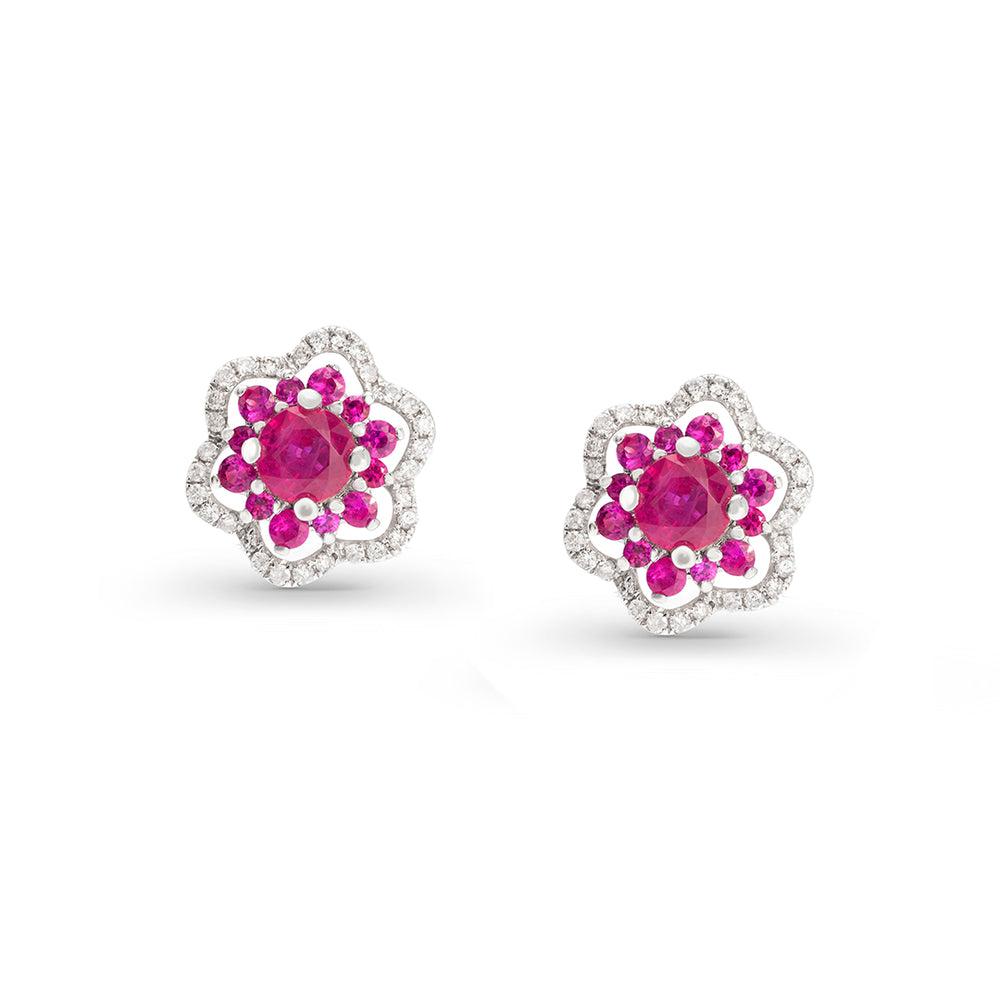 Floral Ruby Statement Earrings
